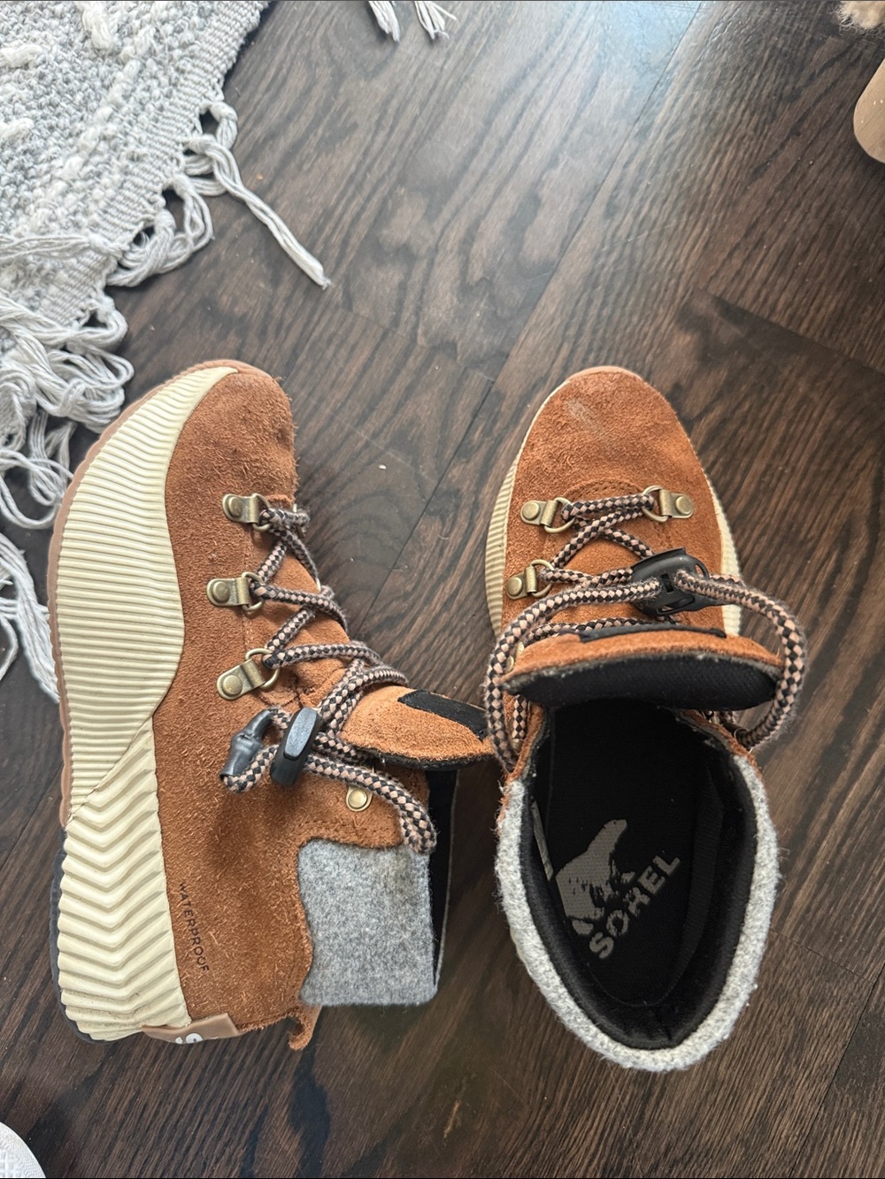 Sorel Rust Suede Hiker Boots with Cream Sole